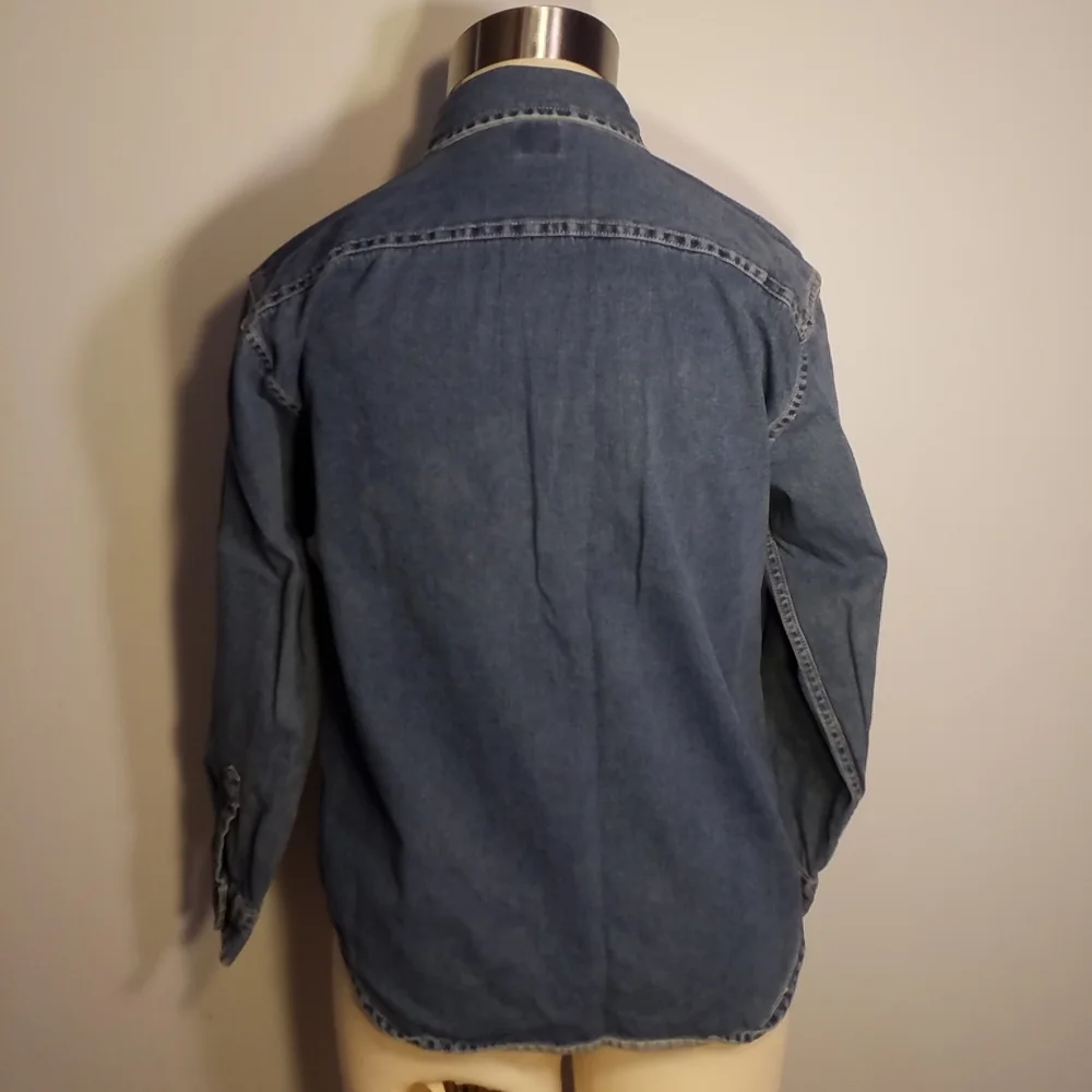 GAP DENIM SHIRT Long Sleeve Button Classic Blue front pocket Size L(10)
